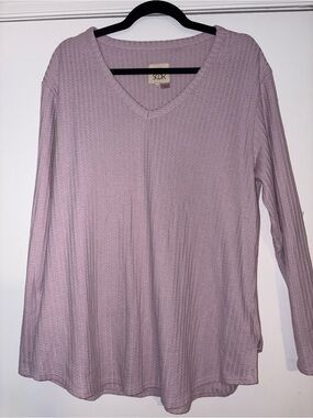 Cha Sor XXL Lavender Waffle Knit V Neck Tunic Top